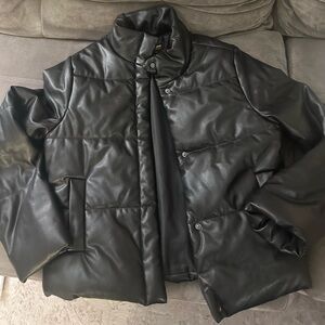 Ci Sono Women's Black Pleather Puffer Jacket